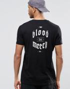 Asos Longline T-shirt With Blood Script Back Print - Black