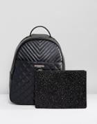 Aldo Ventea Quilted Backpack With Removeable Pouch - Black