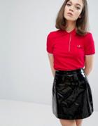 Fred Perry Authentic Gingham Trim Pique Polo Shirt - Red