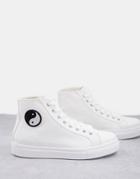 Topshop Calm Logo High Top Sneakers In White