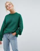 Weekday Soft Knit Tunic Sweater - Green