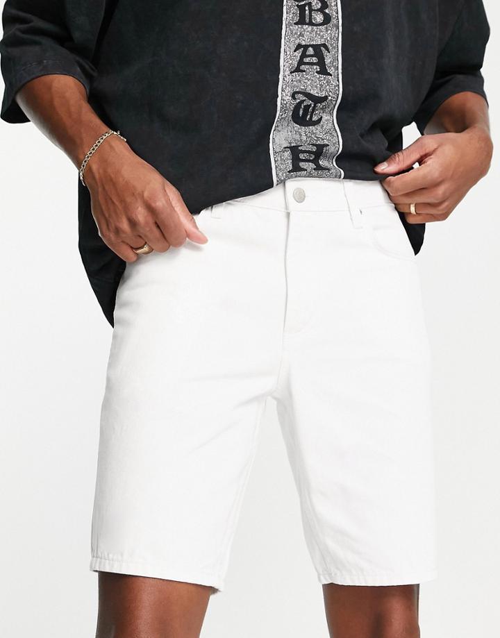 Asos Design Classic Rigid Denim Short In White
