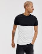 Asos Design T-shirt With Contrast Yoke In White - White