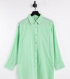Asyou Oversized Voille Shirt In Pistachio-green