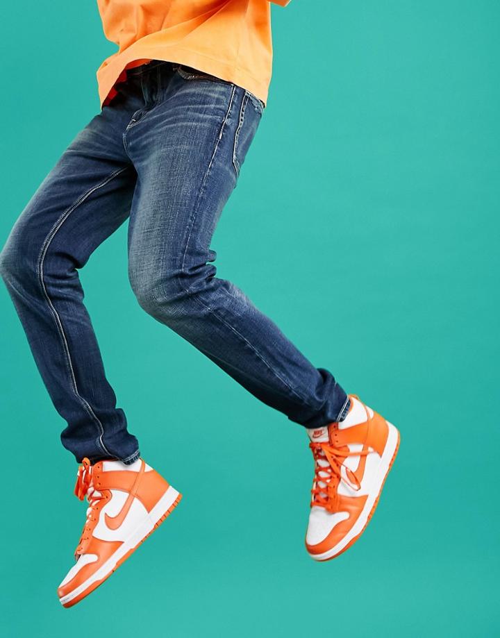 Asos Design Skinny Jeans In Dark Blue Vintage Japanese Wash-blues