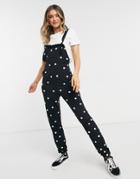 Asos Design Jersey Overalls In Mono Spot Print-multi