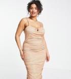 Missguided Plus Slinky Midi Dress With Ring Detail In Multi-orange