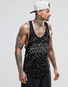 Asos Star Wars Extreme Racer Back Tank With Allover Print - Black