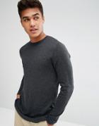 Asos Longline Cotton Sweater In Charcoal - Gray