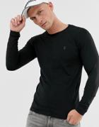 Soul Star Long Sleeve Top In Muscle Fit In Black - Black