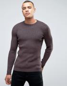 New Look Sweater In Burgundy With Skinny Rib - Red