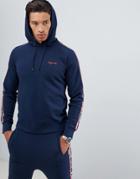 Jack & Jones Originals Hoodie With Slogan Tape Sleeves-navy