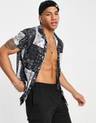 Asos Design Revere Polo Shirt In All Over Paisley Print-multi