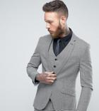 Heart & Dagger Super Skinny Suit Jacket In Dogstooth Tweed - Gray