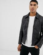 Bolongaro Trevor Slim Fit Leather Jacket - Black