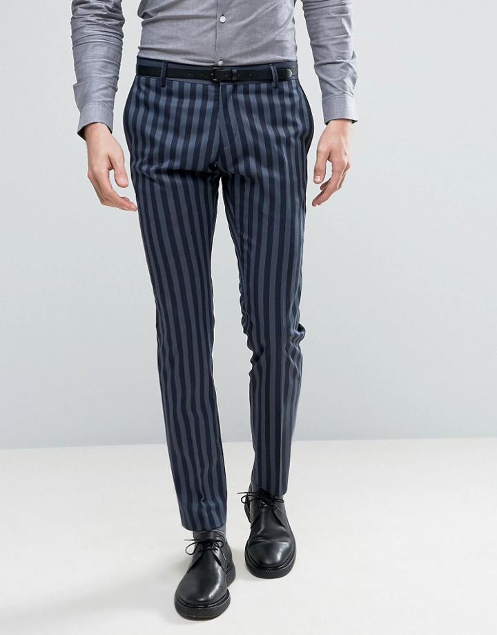 Selected Homme Skinny Stripe Suit Pants - Navy