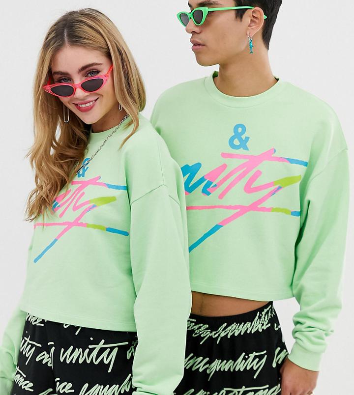Asos Design X Glaad & Unisex Cropped Sweatshirt With Tour Print - Yellow