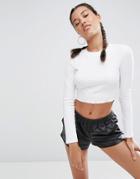Asos Crop Crew Neck Long Sleeve T-shirt - White