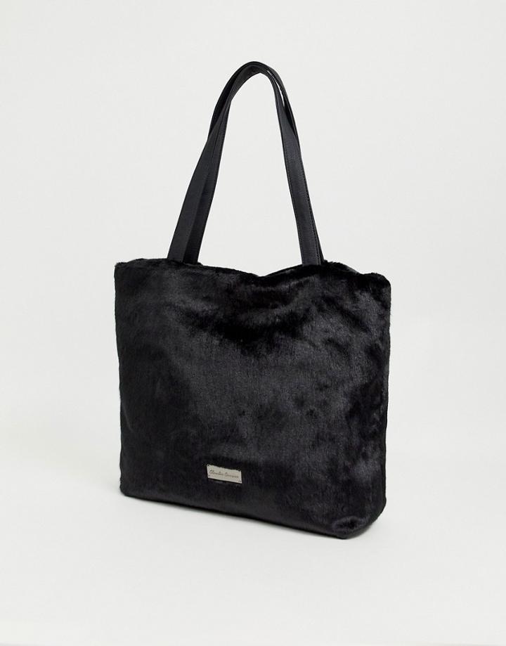 Claudia Canova Faux Fur Black Tote - Black