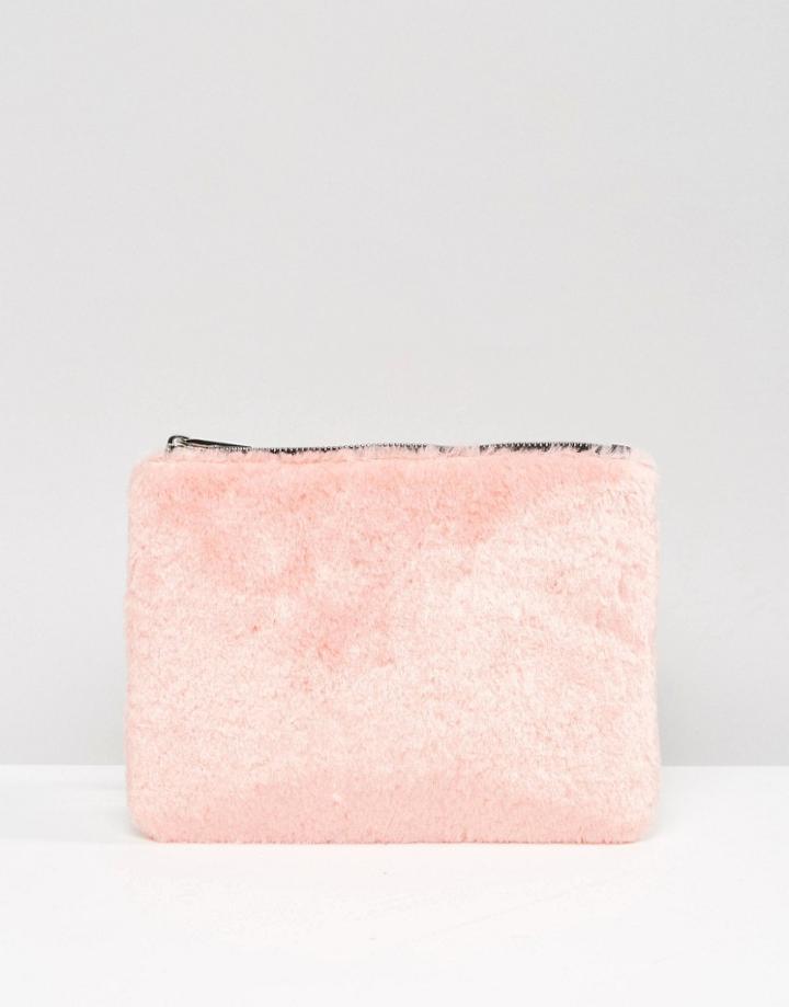 Skinnydip Blush Faux Fur Clutch Bag - Pink