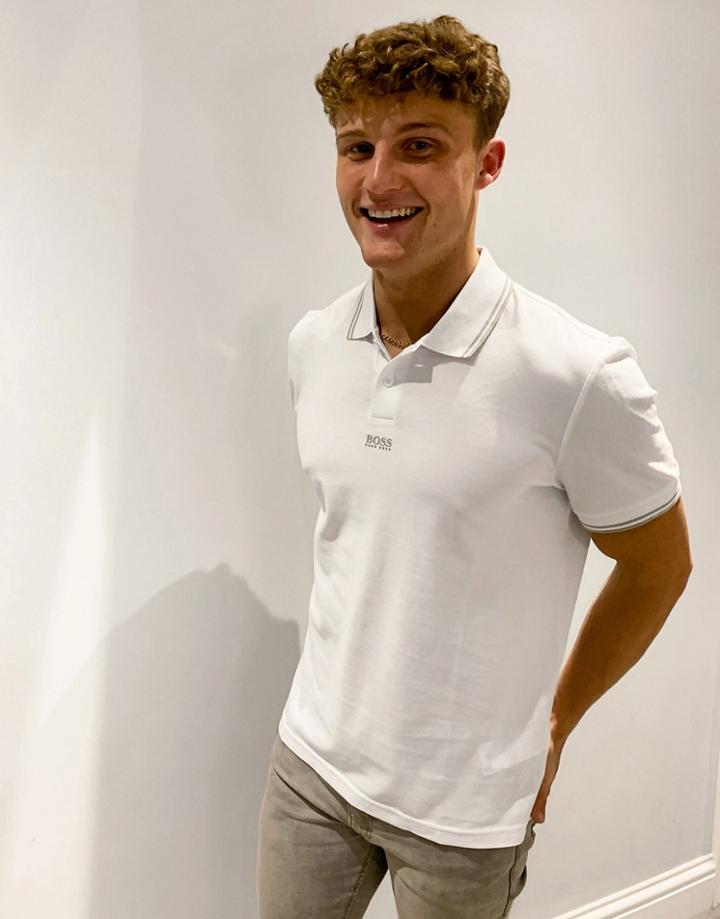 Boss Pchup Tipped Polo In White