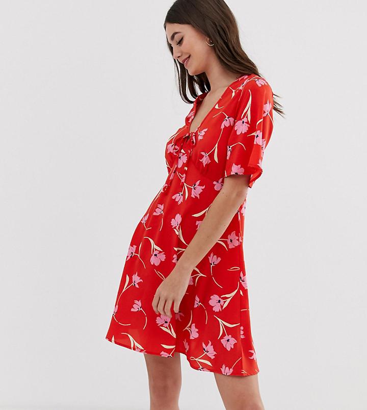 Influence Tall Floral Tea Dress-red