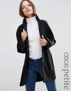 Asos Petite Boyfriend Coat In Cocoon Fit - Black