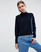Asos White 100% Cashmere Turtleneck Sweater - Navy