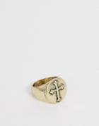 Icon Brand Gold Cross Signet Ring In Gold