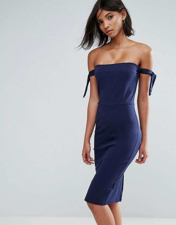 Unique21 Bardot Pencil Dress - Navy