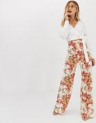 Hope & Ivy Wide Leg Pants In Floral Print-multi