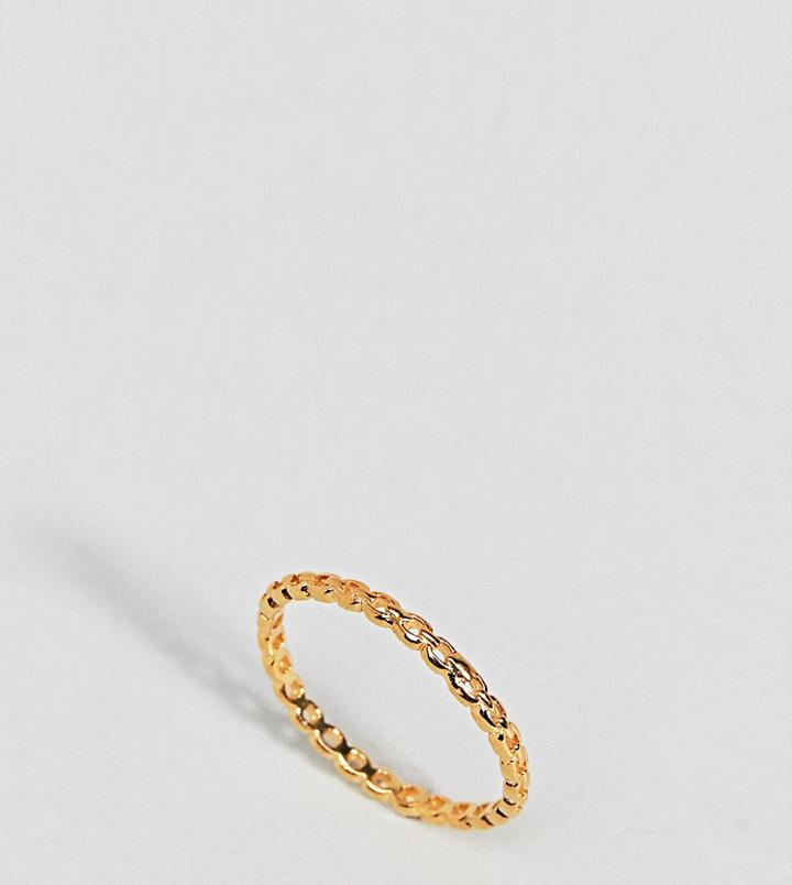 Asos Gold Plated Sterling Silver Vintage Style Chain Ring - Gold