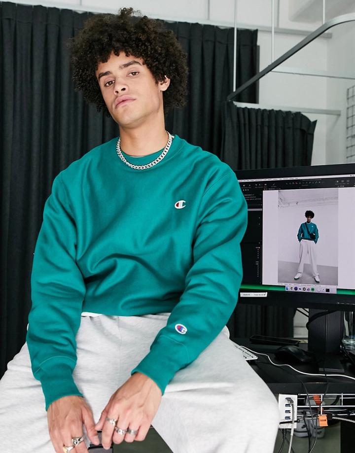 Champion Small Logo Sweatshirt In Teal-green