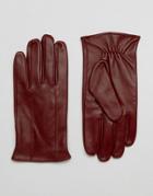 Barneys Leather Gloves In Oxblood - Red
