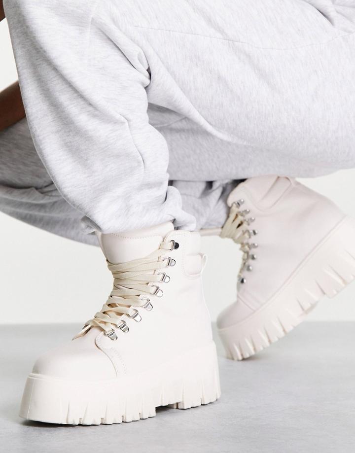 Asos Design Anastasia Chunky Hiker Lace Up Boots In White