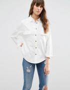 Asos Casual Shirt With Raw Edge - White
