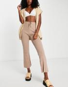 Violet Romance Knitted Wide Leg Pants 3 Piece In Taupe-brown