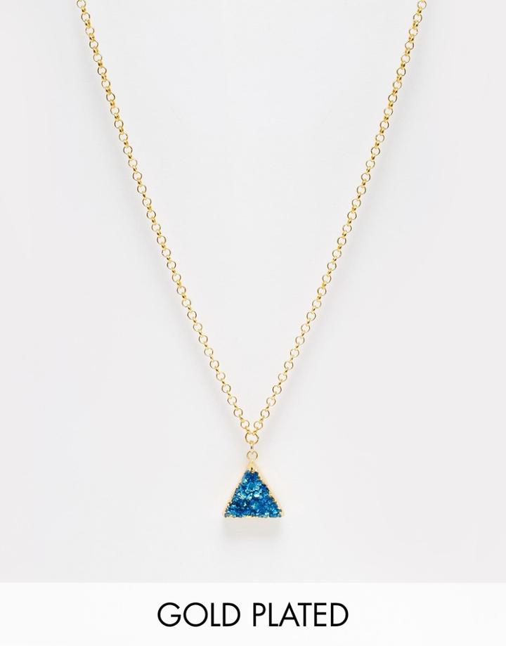 Only Child Crystal Pyramid Pendant Necklace - Blue