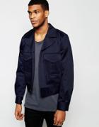 Asos Cropped Military Jacket In Navy - Navy