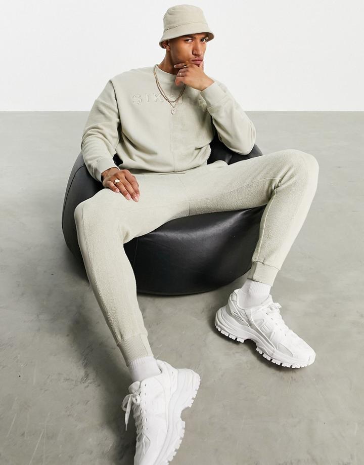 Siksilk Half & Half Fitted Sweatpants In Beige-neutral
