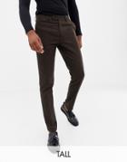 Gianni Feraud Tall Slim Fit Brown Donnegal Wool Blend Suit Pants - Brown