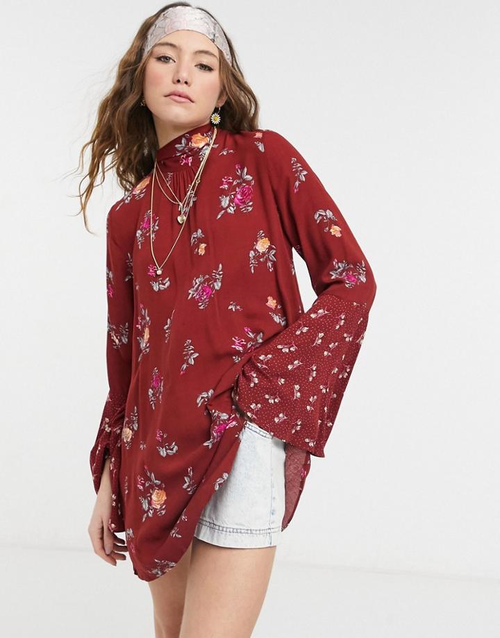 Free People Tate Printed Tunic In Red