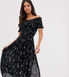 Brave Soul Tall Bardot Midi Dress-navy
