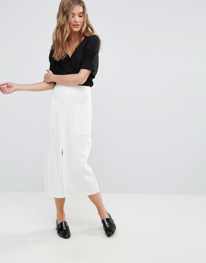Closet Big Pocket Midi Skirt - Cream