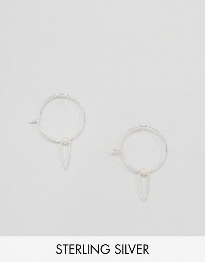 Asos Sterling Silver 20mm Hoop Chain Earrings - Silver