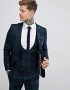 Twisted Tailor Ginger Super Skinny Suit Jacket In Green Check