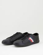 Tommy Hilfiger Essential Leather Stripe Sneakers In Black