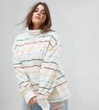 Puma Exclusive To Asos Plus Long Sleeve Striped Dream Sweatshirt In White - White