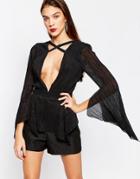 Bec & Bridge Moonlit Plunge Front Top - Black
