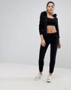 Lipsy Lace Trim Jogger-black